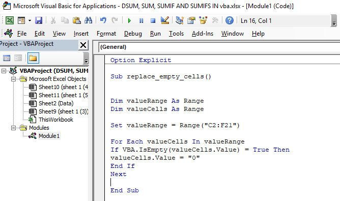 Excel VBA: Trap & Replace Empty Cells With Zero Value – Data Analytics